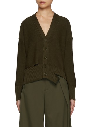 Main View - Click To Enlarge - MM6 MAISON MARGIELA - Boxy Ribbed Knit Cardigan