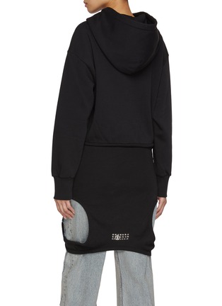 Back View - Click To Enlarge - MM6 MAISON MARGIELA - Brushed Hooded Cotton Sweatshirt