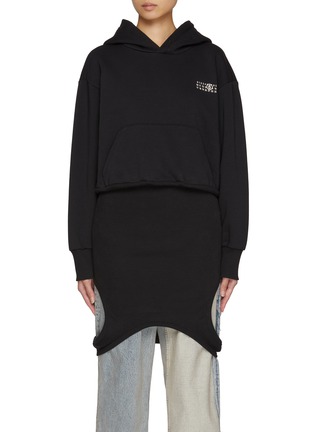 Main View - Click To Enlarge - MM6 MAISON MARGIELA - Brushed Hooded Cotton Sweatshirt