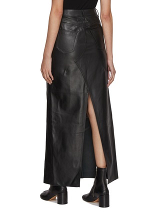 Back View - Click To Enlarge - MM6 MAISON MARGIELA - Slit Detail Leather Long Skirt