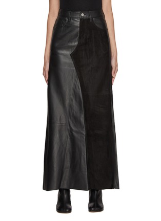 Main View - Click To Enlarge - MM6 MAISON MARGIELA - Slit Detail Leather Long Skirt