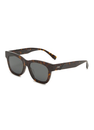 Main View - Click To Enlarge - FENDI - Fendi Diagonal Acetate Round Sunglasses