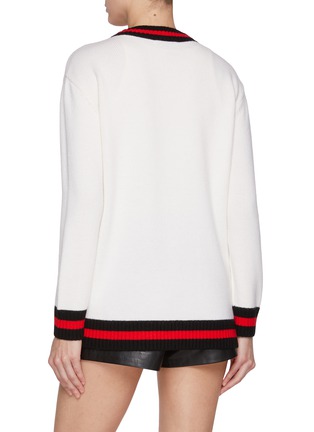 Back View - Click To Enlarge - ALICE & OLIVIA - Heart Bradford Knit Cardigan