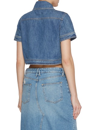 Back View - Click To Enlarge - ALICE & OLIVIA - Tesha Cropped Button Down Cotton Shirt