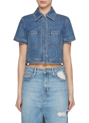 Main View - Click To Enlarge - ALICE & OLIVIA - Tesha Cropped Button Down Cotton Shirt