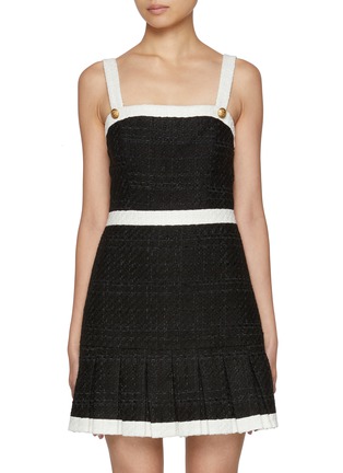 Main View - Click To Enlarge - ALICE & OLIVIA - Clarine Square Neck Pleated Mini Dress