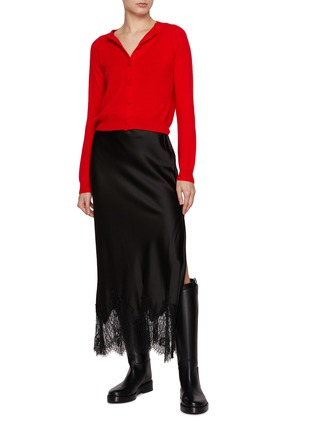 Figure View - Click To Enlarge - ALICE & OLIVIA - Maeve Midi Slip Skirt With Lace Trim