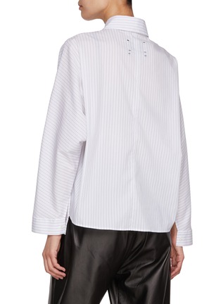 Back View - Click To Enlarge - CALCATERRA - Cropped Striped Batwing Sleeve Shirt