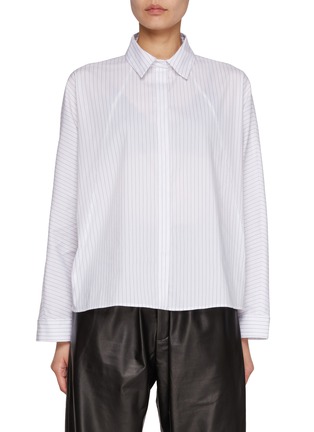 Main View - Click To Enlarge - CALCATERRA - Cropped Striped Batwing Sleeve Shirt