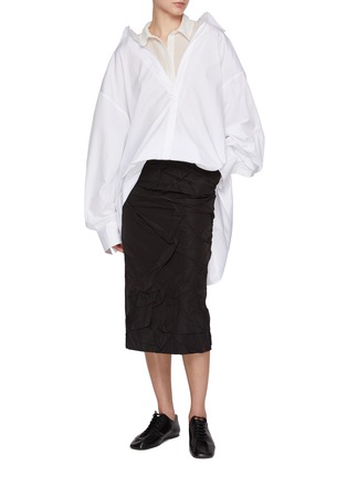 Figure View - Click To Enlarge - CALCATERRA - Oversized Double Layer Cotton Poplin Shirt