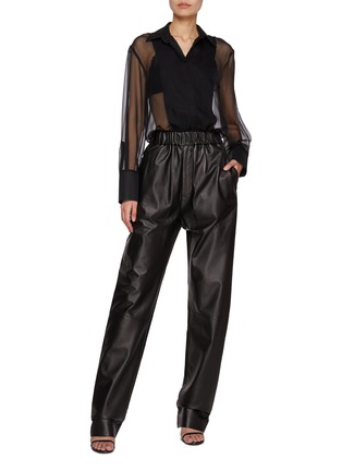 Figure View - Click To Enlarge - CALCATERRA - Elastic Waist Leather Trousers