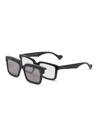 Detail View - Click To Enlarge - GUCCI - Acetate Rectangle Sunglasses