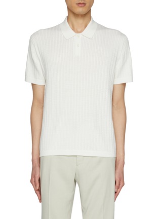 Main View - Click To Enlarge - THEORY - Cable Knit Breach Cotton Polo Shirt