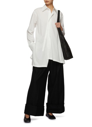 Figure View - Click To Enlarge - YOHJI YAMAMOTO - R-2 Tucked Baggy Wool Blend Trousers