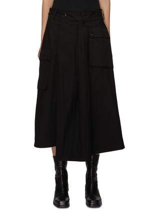 Main View - Click To Enlarge - YOHJI YAMAMOTO - R-Wide Tuck Cotton Cargo Skirt