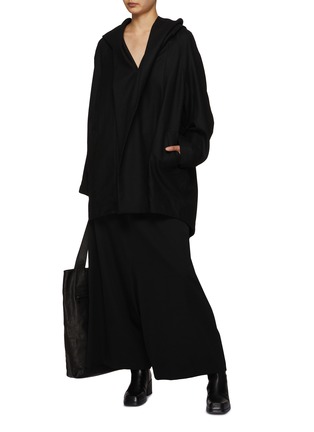 Figure View - Click To Enlarge - YOHJI YAMAMOTO - R-Hooded Wool Cape Coat