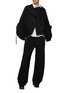 Figure View - Click To Enlarge - YOHJI YAMAMOTO - Layered Sleeves Cropped Wool Pea Coat