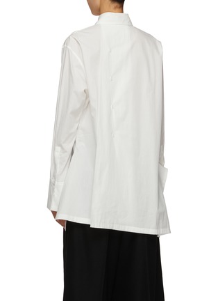 Back View - Click To Enlarge - YOHJI YAMAMOTO - R-Asymmetric Flare Cotton Blouse