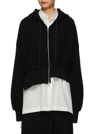 Main View - Click To Enlarge - YOHJI YAMAMOTO - R-Unbalance Cotton Blend Hoodie