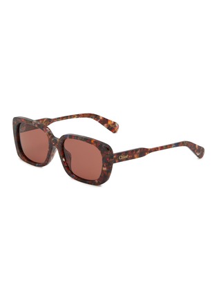 Main View - Click To Enlarge - CHLOÉ - Havana Shiny Brown Rectangle Frame Sunglasses