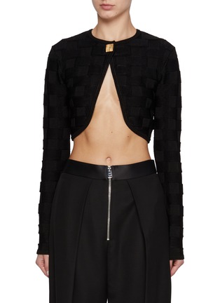 Main View - Click To Enlarge - TOVE - Tijen Cropped Chequered Cardigan