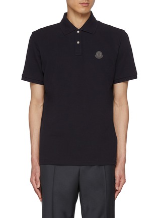 Main View - Click To Enlarge - MONCLER - Leather Logo Cotton Polo