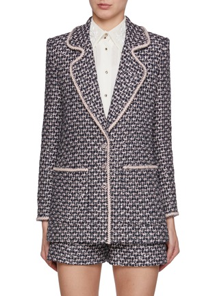 Main View - Click To Enlarge - SOONIL - Embellished Trim Tweed Blazer