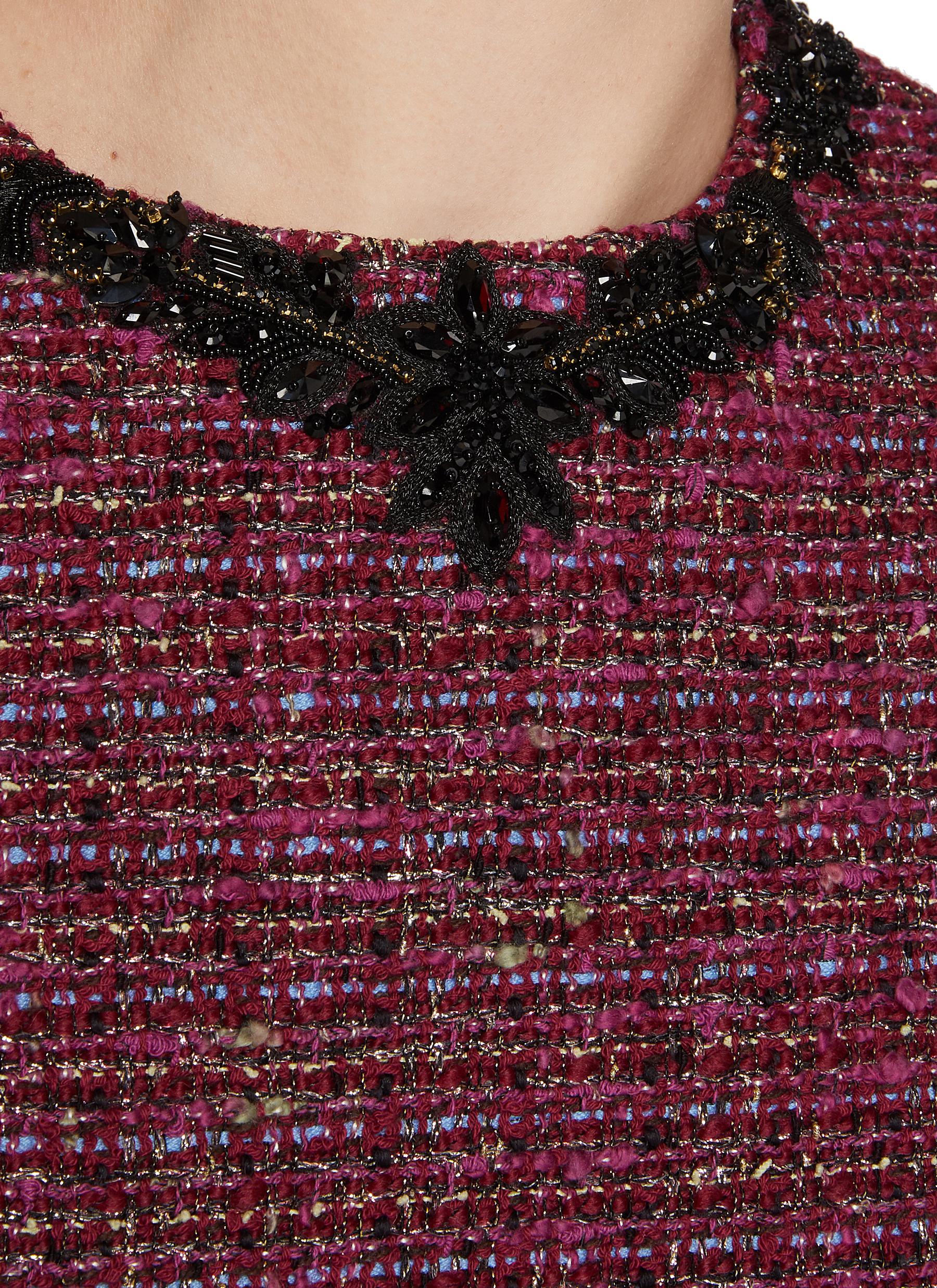 Embellished Tweed Mini Dress - Thumbnail 4