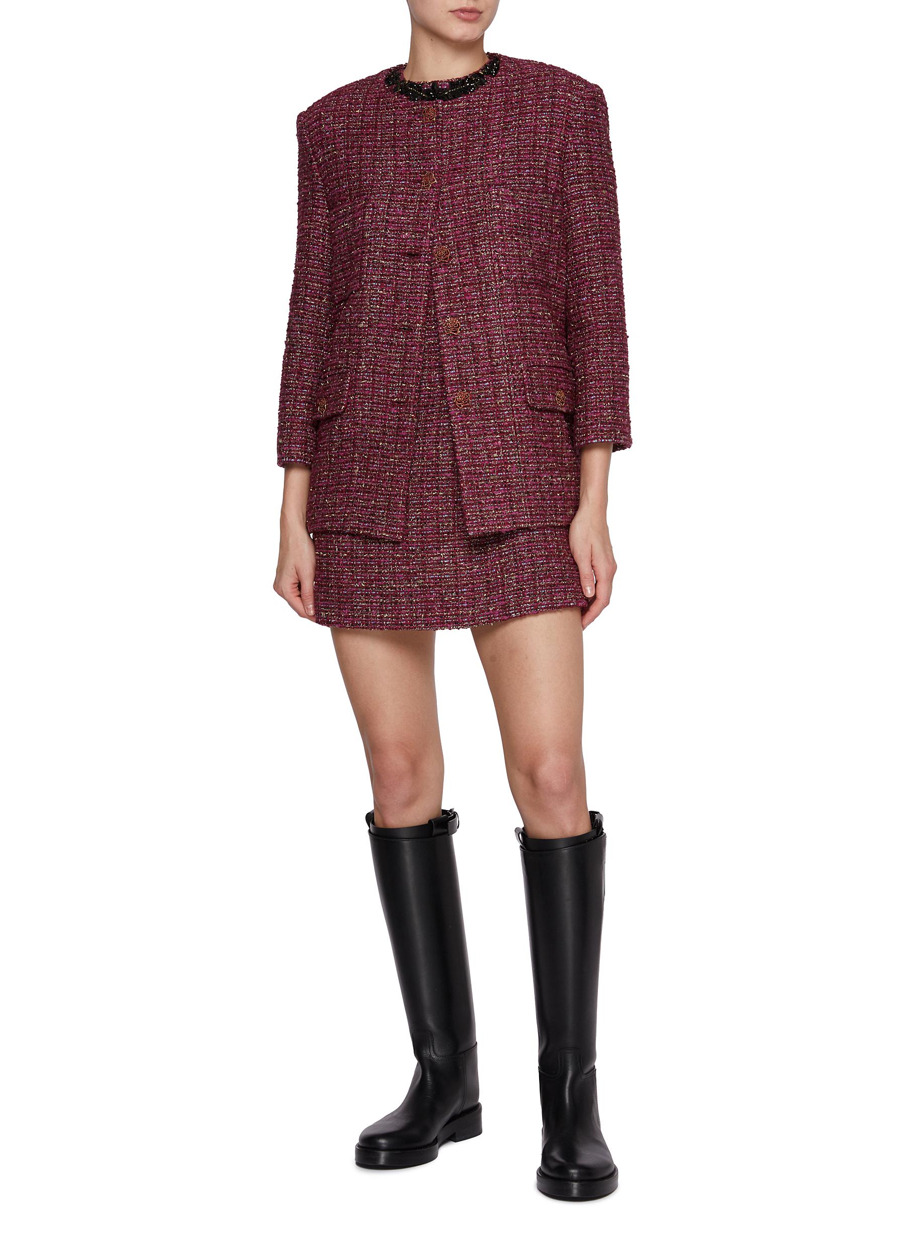 Embellished Tweed Mini Dress - Thumbnail 2