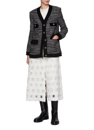 Figure View - Click To Enlarge - SOONIL - V-neck Boxy Tweed Jacket