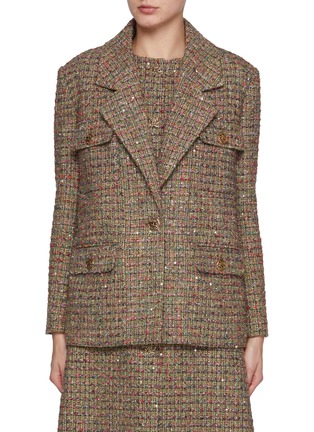 Main View - Click To Enlarge - SOONIL - Single Breasted Notch Lapel Tweed Jacket