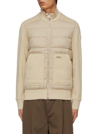 Main View - Click To Enlarge - MONCLER - Cashmere Cotton Fleece Zip Up Cardigan