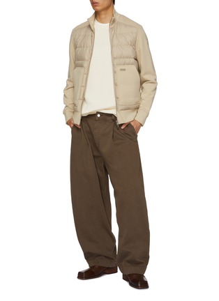 Figure View - Click To Enlarge - MONCLER - Cashmere Cotton Fleece Zip Up Cardigan