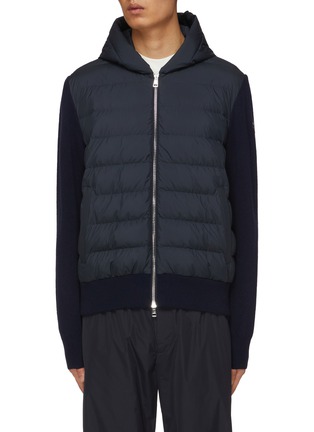 Main View - Click To Enlarge - MONCLER - Wool Cashmere Hooded Zip Up Cardigan