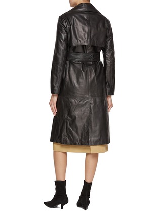 Back View - Click To Enlarge - MARELLA - Belted Leather Trench Coat