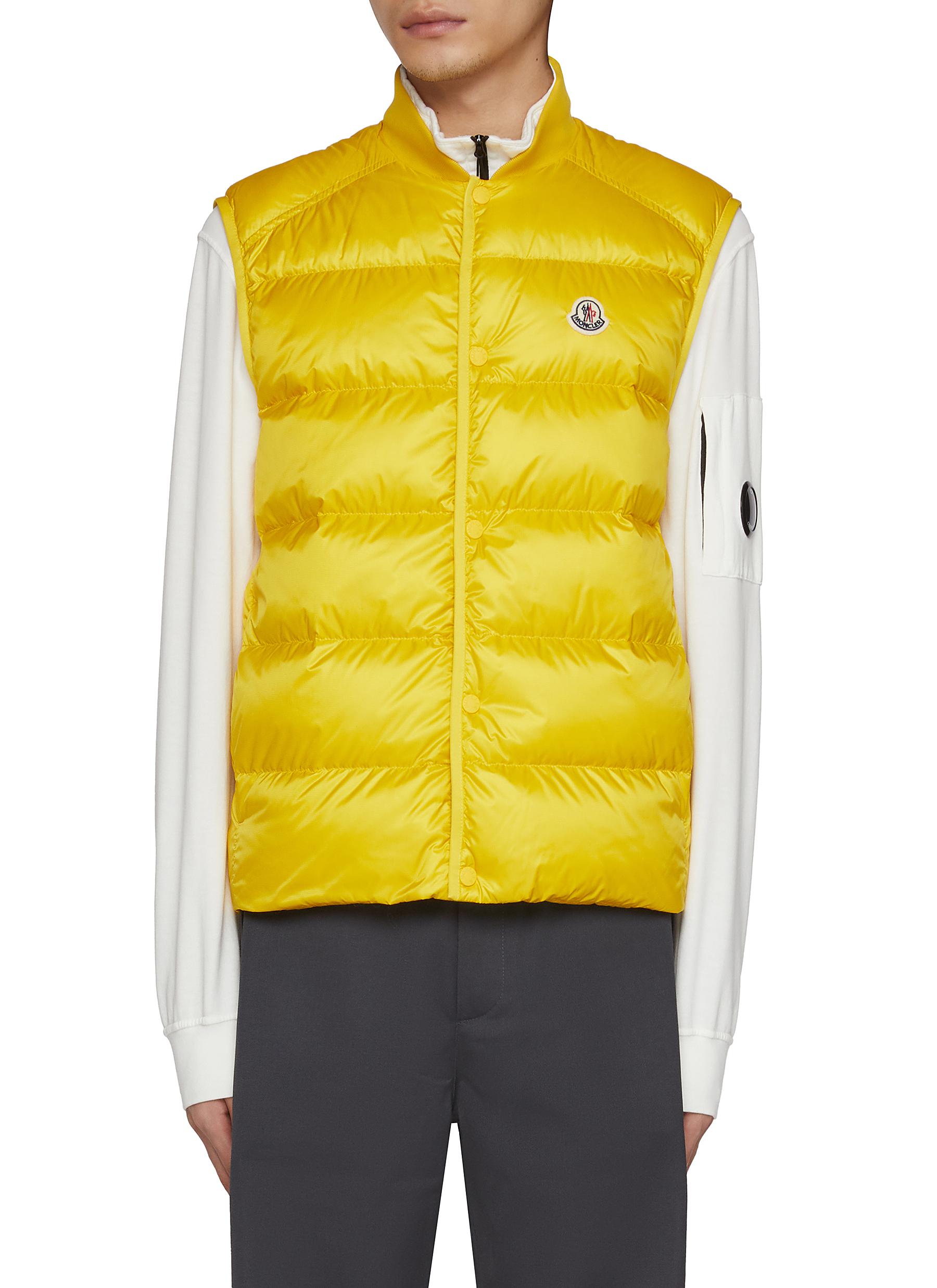 MONCLER Serot Logo Patch Puffer Bomber Vest Men Lane Crawford