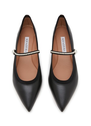 Detail View - Click To Enlarge - AQUAZZURA - Romy Faux Pearl Leather Mary Jane Flats