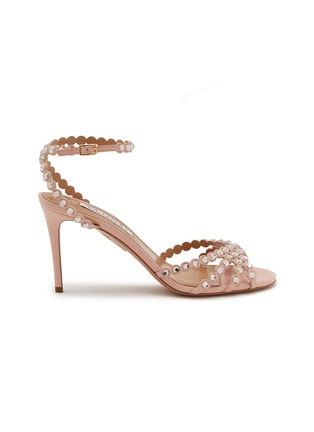 AQUAZZURA | Tequila 85 Crystal Embellished Leather Heeled Sandals