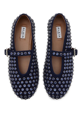 Detail View - Click To Enlarge - ALAÏA - Strass Embellished Suede Ballerina Flats