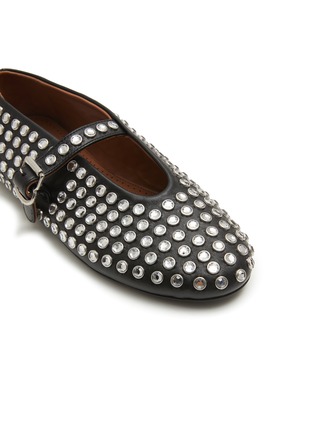 Detail View - Click To Enlarge - ALAÏA - Strass Embellished Leather Ballerina Flats