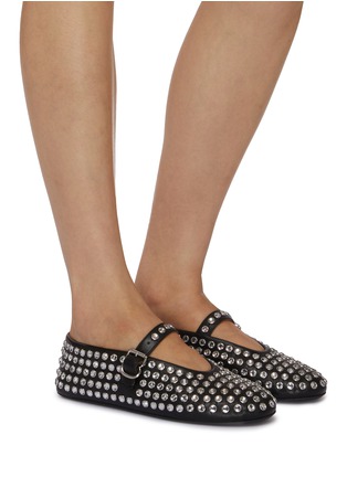 Figure View - Click To Enlarge - ALAÏA - Strass Embellished Leather Ballerina Flats