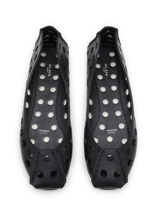 Detail View - Click To Enlarge - ALAÏA - Cut-Out Detail Leather Ballerina Flats