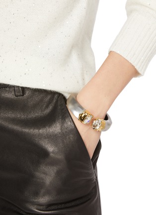 Figure View - Click To Enlarge - ALEXIS BITTAR - Bonbon 14K Gold Plated Brass Crystal Lucite Hinge Bracelet