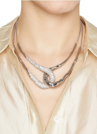 Figure View - Click To Enlarge - ALEXIS BITTAR - Solanales Rhodium Plated Brass Crystal Interlock Necklace