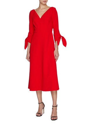 Figure View - Click To Enlarge - CAROLINA HERRERA - Sleeve Tie Midi Dress