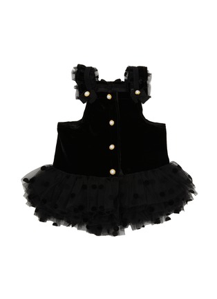 Main View - Click To Enlarge - KALINA - Medium Polka Dot Tutu Velvet Dog Dress — Black