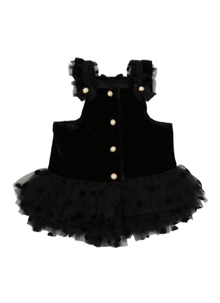 Main View - Click To Enlarge - KALINA - Large Polka Dot Tutu Velvet Dog Dress — Black