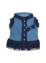 Main View - Click To Enlarge - KALINA - Small Lace Trim Embroidered Denim Dog Dress — Blue