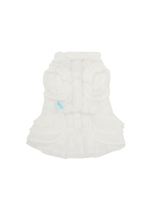  - KALINA - Extra Small Dot Tulle Ruffle Dog Dress — White