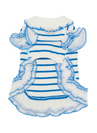  - KALINA - Medium Stripe Rib Knit Dress — Blue